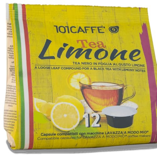 101CAFFE' Tea nero al limone | Confezione da 12 capsule compatibile con Lavazza A Modo Mio