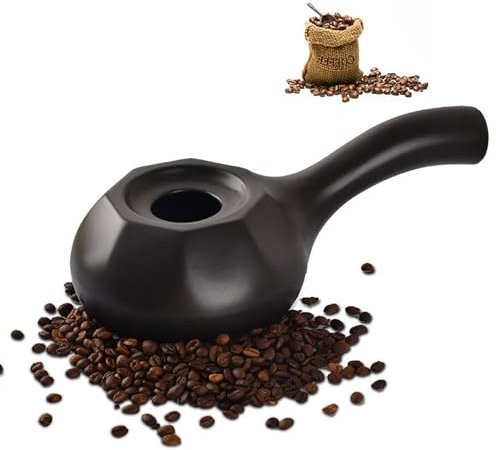 CHANGLKJ Keramik-Kaffee-Backwerkzeug, Handgehaltener Kaffeeröster Mit 8 Seiten, Rautenförmigem Bodendesign, Erhöhtem Internen Netzgitter, Effizientes Taumeln Und Gleichmäßiges Erhitzen, Für Barista