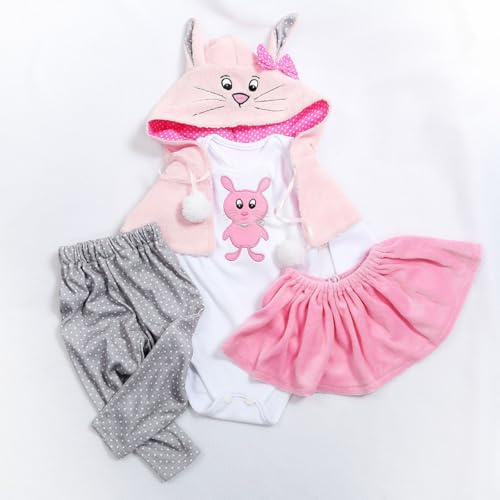 Scnbom bébé Reborn Vêtements Vrai poupée Fille réaliste Toddler Convient pour 17-24 Pouces Accessoires（l'ours Rose 5pcs Set）