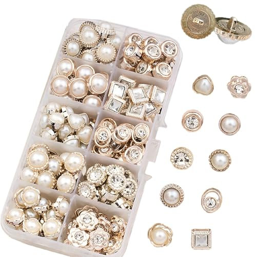 Xiciki 100 Stück Perlenknöpfe Zum Annähen - 10mm Perlmutt Knöpfe - Strass Perlenknöpfe Zum Basteln (9-12mm)