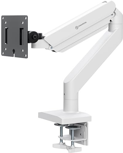 ONKRON Soporte Monitor Escritorio 13-55 Pulgadas, Carga hasta 25 kg, Brazo Monitor VESA 75x75 – 100x100 mm, con Muelle de Gas, Soporte para Pantalla Ordenador Blanco y Negro G110-BW