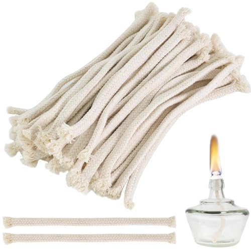 50 Stück Kerzendocht, Baumwoll Docht, Docht Für Öllampen 7mm Rund, Ersatzdocht Lampe Berger, Ersatzdocht Für Petroleumlampe, Runddocht Kerzen Dochte Aus Baumwolle, Für Öllampen Und DIY Kerzen