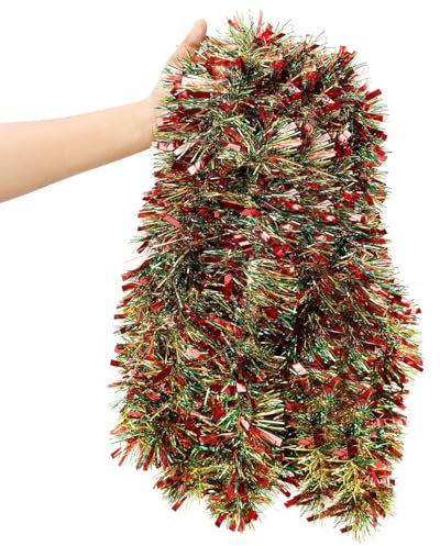 5 Pack 2 m Christmas Tinsel Garland Shiny Party Tinsel Garland Metallic Tinsel Tree Garland Xmas Tinsel Garland Hanging Decoration for Christmas Tree Decoration Wedding Party