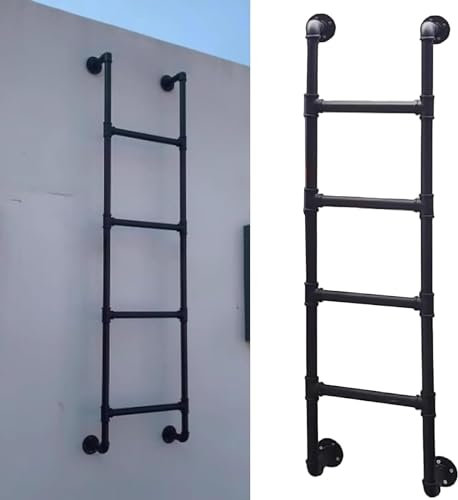 Échelle de secours style industriel en acier noir de 1 m à 2,3 m