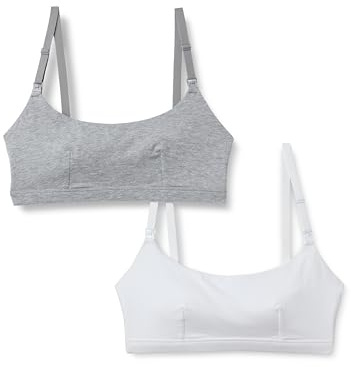 Amazon Essentials dam bomullströja komfort amnings-bh, paket med 2, grå ljung/vit, X-Small