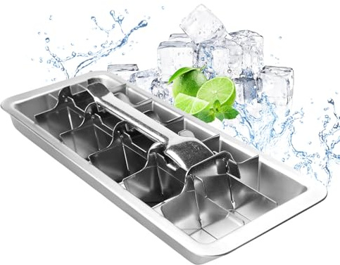 Reutilizables Cubitos De Hielo Con Pinzas,Piedras Reutilizables Para Cubitos De Hielo,Robusta Bandeja Para Cubitos De Hielo De Acero Inoxidable Para Hacer Cubitos De Hielo,18 Moldes Para Cubitos
