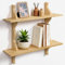 Mazjoaru Wandregal Holz 60cm lang, 2 Set Bücherregal Wand aus massivem Holz, Wellenform Design Wanddeko & Schweberegal für Küche, Wohnzimmer, Schlafzimmer & Flur