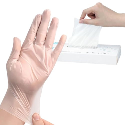 Lot de 200 gants de service en TPE jetables pour la cuisine, la préparation des aliments (boîte blanche, M)