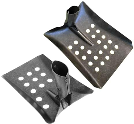 HIAKDOFT 2 Piezas Pala Metálica para Limpieza de Alcantarillado de Unidades con Diseño Curvado y Múltiple Perforación para Tamizado de Barro y Residuos Sistemas de Drenaje y Jardines