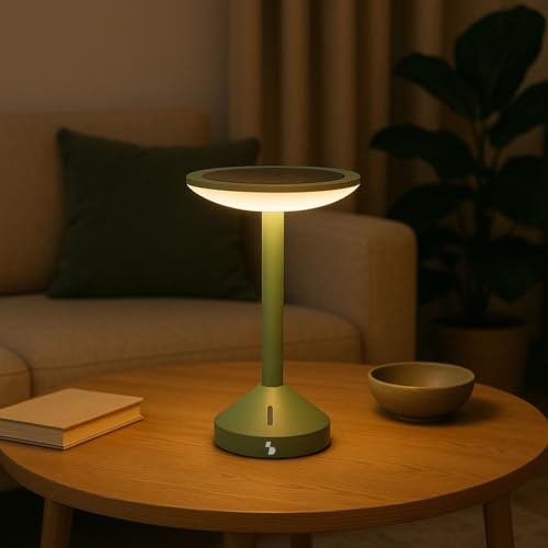 BEPER P207ILO600 HELIA Solcells- och laddningsbar bordslampa, beröringskänslig LED-lampa med varmt, kallt och naturligt ljus, dubbel solcells- + USB-strömkälla, för inomhus- och utomhusbruk, IP44