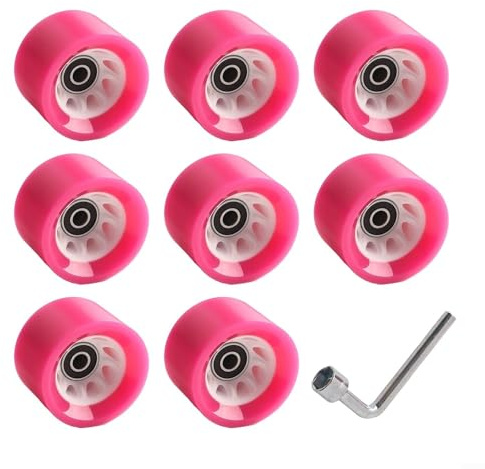 Juego de 8 ruedas para patines de 58 mm de diámetro con opciones de ancho de 32 mm y 39 mm para patines de cuatro ruedas con rendimiento de rodamiento suave en parques de asfalto (azul (rosa (92A))