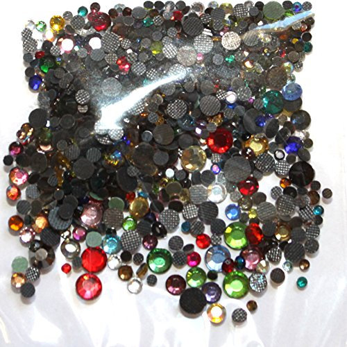 Mélange multicolor 500 Strass en verre hotfix assortiment 4 tailles s06/s10/s16/s20 BLING