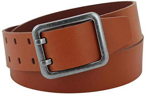 Vascavi ® Ledergürtel aus Rindleder, 4,5 cm breit und ca. 0,3 cm stark, echt Leder Gürtel, Made in Germany, kürzbar, für Damen und Herren #4,5-0003 (110 cm Gesamtlänge 125 cm, Cognac)