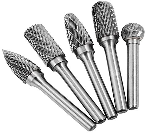 5 Stück Hartmetall Frässtifte Set, 6mm Schaft 10mm Frässtifte, Raspel Set für Bohrmaschine Polieren, Gravieren, Bohren Tools et