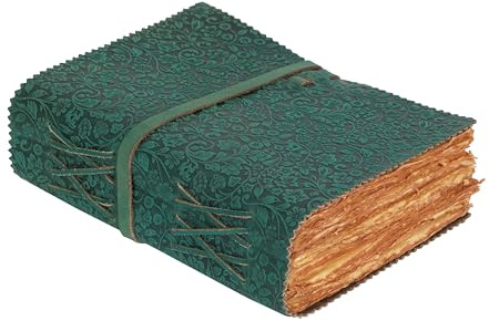 Läderbunden blommig präglad dagbok för kvinnor män – 200 sidor, 20 x 16 cm (A5), turkos – Book of Shadows, vintage akvarellpapper, anteckningsbok för att skriva, rita, skissbok av LEATHER VILLAGE