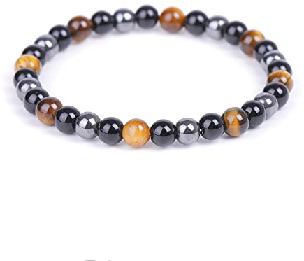 Tigeröga armband, klass A kvalitet, tigeröga och obsidian magnetarmband, kattöga armband, solsken, självförtroende, frigör ångest, 7.5 inches, Sten