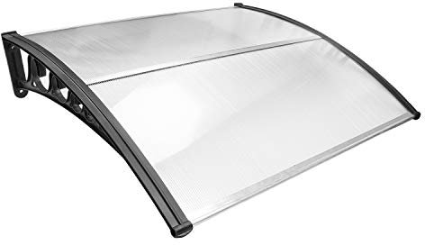 Sonnewelt Auvent pour porte d'entrée - 100 x 120 cm - Aluminium et polycarbonate - Transparent - En pente - Protection extérieure