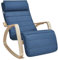 SONGMICS LYY010Q01 Fauteuil à Bascule avec accoudoirs en Bois de Bouleau, Repose-Pieds réglable en 5 Positions, Charge maximale 150 kg, pour Chambre à Coucher, Salon, Bleu Nuit et Naturel
