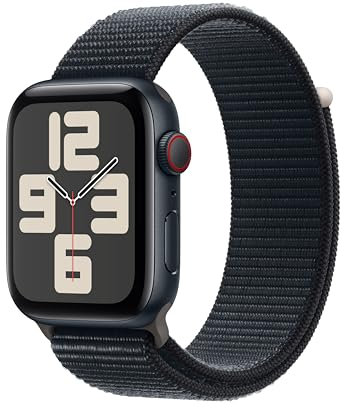 Apple Watch SE (2nd Gen, 2023) [GPS + Cellular 44mm] Smartwatch with Midnight Aluminium Case with Midnight Sport Loop. Fitness & Sleep Tracker, Crash Detection, Heart Rate Monitor, Carbon Neutral