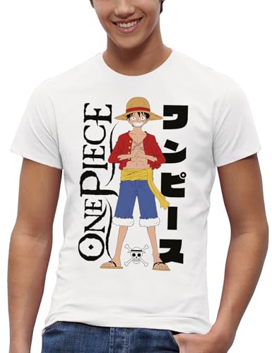 One Piece Camiseta Luffy con su Sombrero de Paja - Producto con Licencia Oficial Camiseta Infantil (FR/ES, Edad, 12 años, Regular, Blanco)