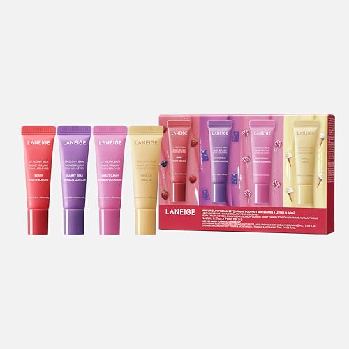 LANEIGE Mini Lip Glowy Balm Set - Feuchtigkeitsspendender und glänzender Lippenbalsam in 4 Geschmacksrichtungen