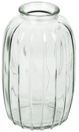 Talking Tables Clear Glass Bud Vase for flowers, stylish single stem elegant wedding table centrepiece decorations window sill decor, garden parties, summer dining, mantle styling, and gifting 12cm