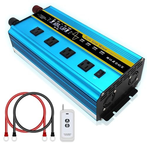 Power inverter Inverter Da 8000W A Onda Sinusoidale Pura AC110V 127V 60Hz Trasformatore Di Tensione Intelligente Invertitore Solare A Batteria Invertitore di Tensione Fotovoltaico(Blue 12V-110V 60Hz B