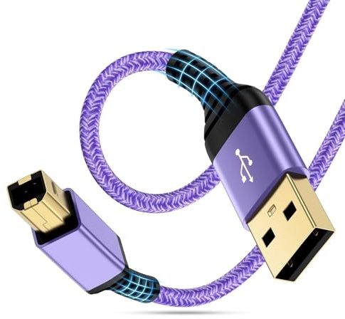 Druckerkabel USB 2.0 Typ B Kabel USBA auf B Drucker Kabel Scannerkabel Printer Cable Nylon USB-Druckerkabel für HP, Dell, Canon, Samsung, pixma, Lexmark, DAC, Xerox, Brother, Epson und mehr
