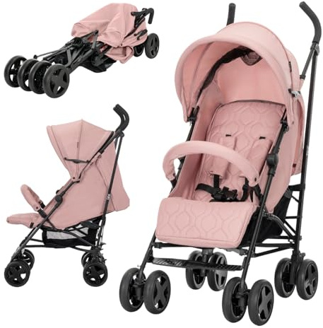 Lorelli Kinderwagen Ida, Reisebuggy, Baby Buggy klein zusammenklappbar, Leicht - nur 8,4 kg, kompakter Sportsitz bis 15kg, Kinderbuggy mit verstellbarer Rückenlehne und Fußstütze, 5-Punkt-Gurt, Pink