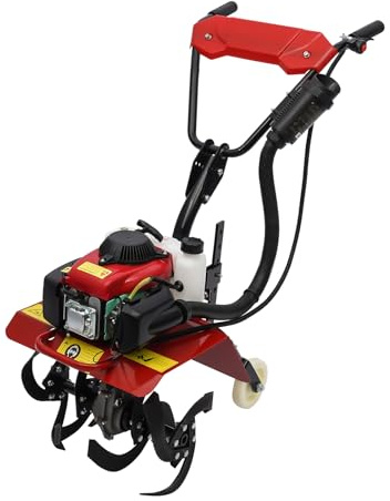Front Tine Tiller, 63CC 4-Stroke Gas Power Mini Tiller Cultivator, Hand Rotary Front Tine Tiller Rototiller with 0.25 Gal Fuel Tank & Handle for Garden Lawn Soil Cultivation