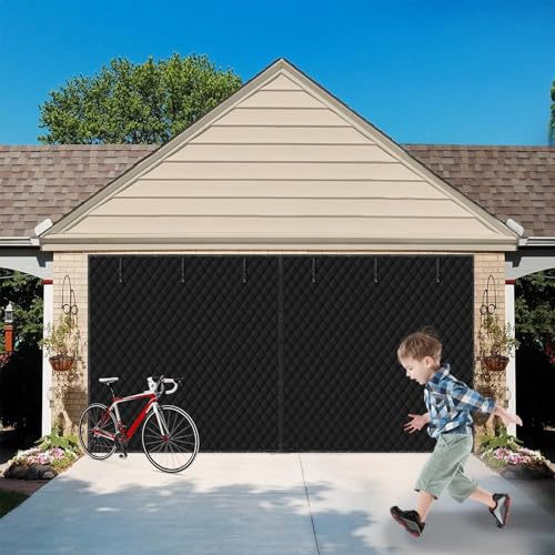 Garagedörr isoleringssats – väderbeständig, ljudisolerad, vindtät gardin med magneter för dubbla garageportar