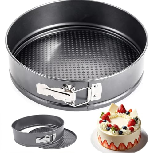 BRIMOREA Moule à charnière rond de 24 cm - Anti-adhésif - Petit moule à gâteau pour fromage, tartes, tartes, pizzas, friteuse à air chaud et four