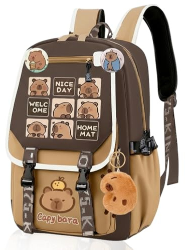 Capybara Zainetti per Bambini, 11 pezzi Zaino Scuola Elementare Capybara, Kawaii Leggero di Grande Capacità Capybara Zaino Scuola, Asilo Piccolo Zainetto Bambino Satchel Scuola Ragazzi Ragazze