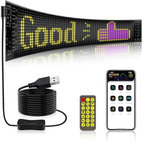 NEWFUN Insegna luminosa led programmabile, Display LED da 59.5 x 12 cm, 5 V / 2 A Pannello RGB Bluetooth Smart Apps