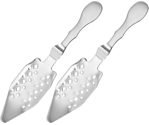 HEALEEP Cucharas de Absenta de Acero Inoxidable 304 para Preparar y Filtrar, Diseño Hueco para Cubos de Hielo, Paquete de 2 Piezas, Ideales para Barra y Servicio
