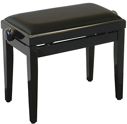 Klavierbank schwarz matt, echt Leder Polster, Klavierhocker Klavier Stuhl