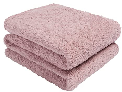 Brentfords Teddy Fleece Throw, 200 x 240 cm, Polyester, Blush Pink, King