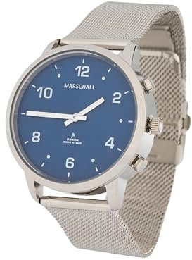 Marschall Deutsch sprechende Unisex Armbanduhr I Mit Solarpanel I 1150b I Funkarmbanduhr I Für Blinde, Senioren und Demenzkranke I Datum- und Zeitansage I Milanaisearmband