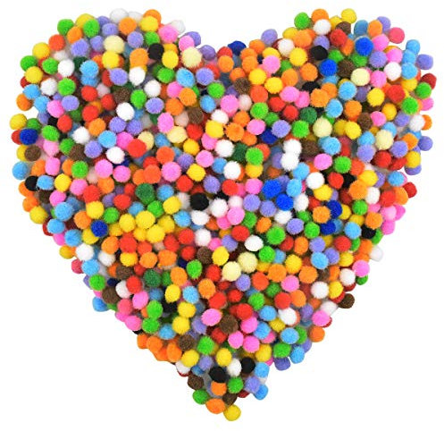 NATUCE Pompons zum Basteln, Mini Pompoms zum Basteln, 8mm, 1000 Stücke Mini Pom Poms, Pompons Bälle für Kinder, Bunte Pompons für Bastelarbeiten und Hobbybedarf