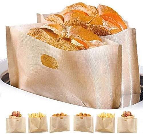 Prevessel 10 bolsas de tostadora antiadherentes reutilizables para tostadora, sándwiches de queso a la parrilla, pepitas de pollo 17 x 19 cm
