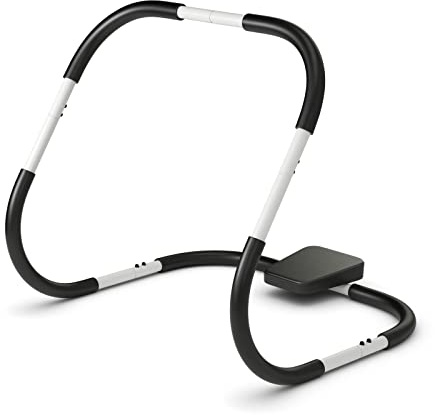 COSTWAY Ab Cruncher, Abdominal Trainer Sit Up Exercise Roller with Head Support, Core and Abs Workout Machine for Home Gym Fitness (Black+White)