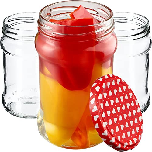 KADAX Lot de 20 bocaux de 315 ml avec couvercle à visser fi66 mm pour miel, dessert, confiture, bocaux hermétiques, ronds, pots à confiture, pots à miel (20 pièces, cœur)