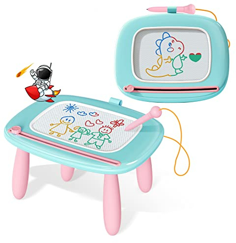 Kikidex Magnetic Drawing Board for 1-3 year old Kids, Girl Toys for Toddlers, Birthday for 1 2 3 Year Old, Etch a Sketch for Kids, Doodle Board for Age 1-3 (Mint Blue)