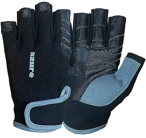 Azure Premium Amara Guanti da vela, Grip Palm, Well Enforcement C/F Donne Pesca, Canottaggio, Kayak, Surf, Canoa Nero XL