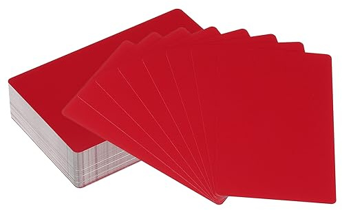 PATIKIL 100pz Biglietti Visita Metallo Vuoti, 0.21mm Spessore 3.4x2.1 Pollici Alluminio Laser Incidere Carta Nome Stampabile per Personalizzato Fai da Te, Rosso