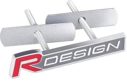 ALIEDA bil 3D metall R design dekorationsklistermärke, med emblem främre grillplatta dekal, yttre tillbehör, för Volvo S60 V60 XC60 S60 V40, röd