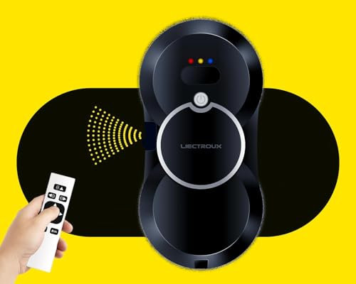 LIECTROUX hcr10 Robot Nettoyeur Vitre, Robot Laveur de Vitre Automatique avec pulvérisation d'eau, Système de Sécurité, Navigation Intelligente, Télécommandé, pour Toutes Les Surfaces Lisses
