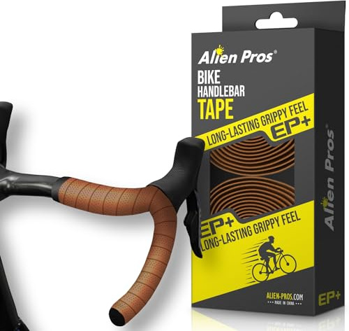 Alien Pros Bike Handlebar Tape New Model EP+ (Set of 2) - Wrap Your Bike for an Awesome Comfortable Ride - Enhance Your Bike Grip with These EVA PU Plus Bicycle Handle bar Tape (Brown)