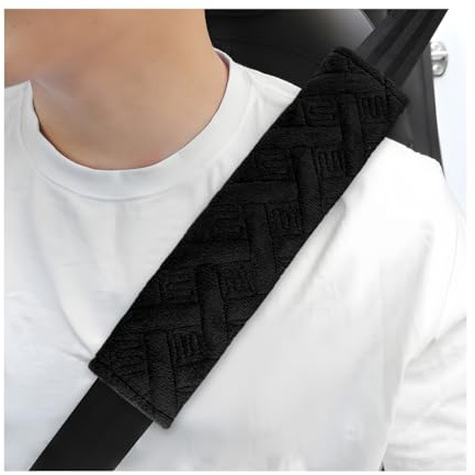 Yourkar 4 PCS Car Seat Belt Pad Cover, Comfort Soft Seatbelt Strap Cover to Protect You Neck & Shoulder, Safety Belt Harness Pad for A More Comfortable Driving, Car Accessories (Black)
