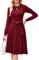 Arach&Cloz Strickkleid Damen Herbst Midi Plissee Langarm Winterkleider Rundhals Casual Herbstkleid Pulloverkleid Rot M